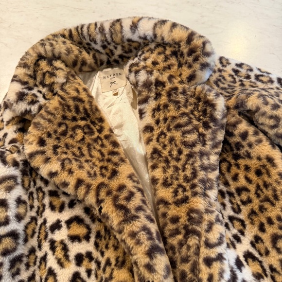 Hayden Kids Leopard Print Faux Fur Coat - Picture 2 of 9